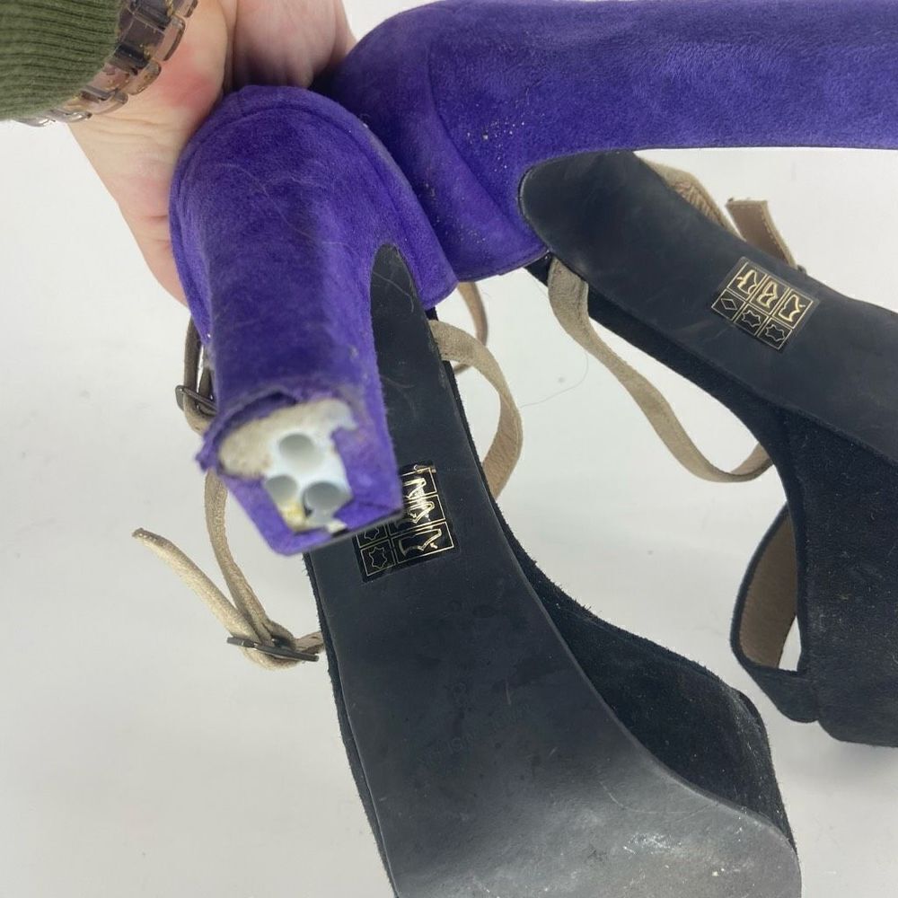 Free People Women's Colorblock Open-Toe Suede Strappy Platform Heels Size 8 - Picture 6 of 7